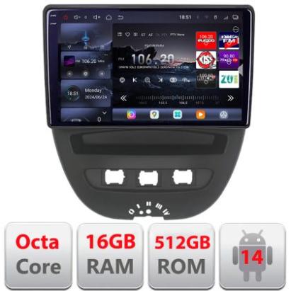 Navigatie Citroen C1 Peugeot 107 Toyota Aygo 2005-2014 Android radio gps internet 8 core QLED 2K 16+512 360 Edotec v1 CarStore Technology
