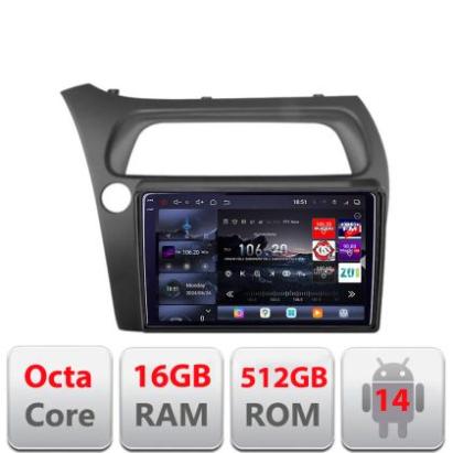 Navigatie Honda Civic Hatchback 2006-2012 Edotec Kit-hatchback 8 core QLED 2K 16+512 360 Android Waze USB Navigatie Internet Youtube Radio CarStore Technology