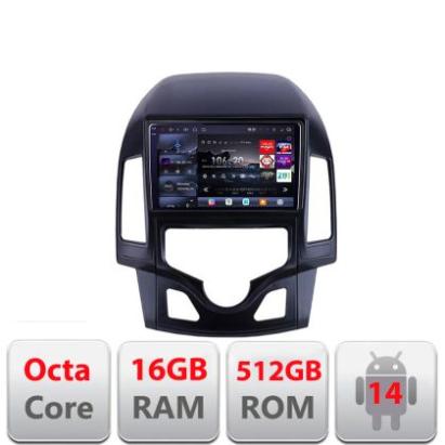Navigatie Hyundai I30 2009-2012 clima automata Edotec Kit-I30AUTOMATIC 8 core QLED 2K 16+512 360 Android Waze USB Navigatie Internet Youtube Rad CarStore Technology