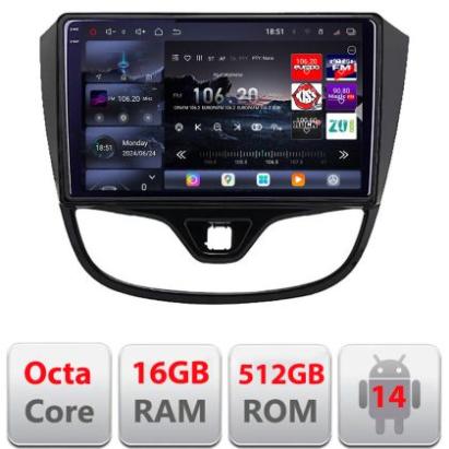Navigatie Opel Karl 2017- Edotec Kit-karl 8 core QLED 2K 16+512 360 Android Waze USB Navigatie Internet Youtube Radio CarStore Technology