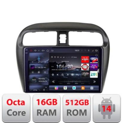 Navigatie Mitsubishi Space Star Mirage Attrage 2012- 8 core QLED 2K 16+512 360 Android Waze USB Navigatie Internet Youtube Radio Edotec CarStore Technology