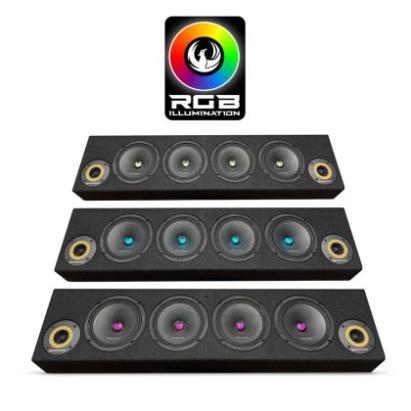 Cutie de difuzoare iluminate Phonix Gold 1700W ieșire SPL 2 x 4 OHM 4 x difuzoare midrange 2 x tweetere pro audio CarStore Technology