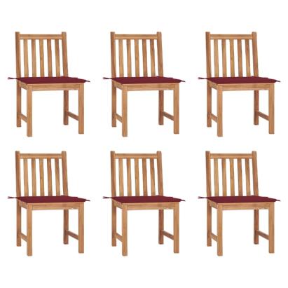 Scaune grădină cu perne, 6 buc, lemn masiv tec GartenMobel Dekor