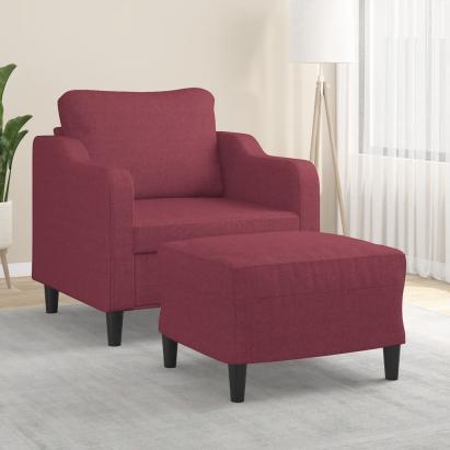 Fotoliu canapea cu taburet, roșu vin, 60 cm, material textil GartenMobel Dekor