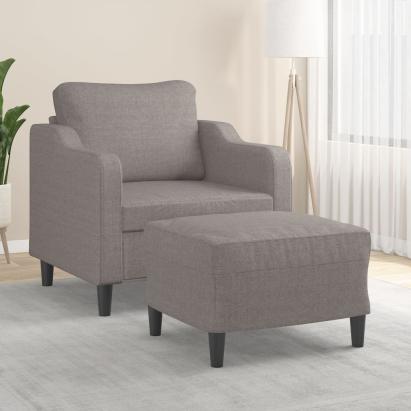 Fotoliu canapea cu taburet, taupe, 60 cm, material textil GartenMobel Dekor