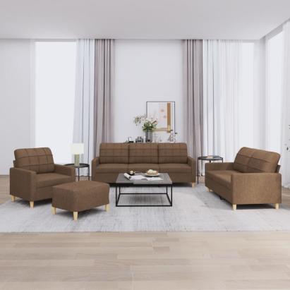 Set de canapele cu perne, 4 piese, maro, textil GartenMobel Dekor