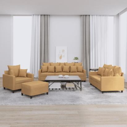 Set de canapele cu perne, 4 piese, maro, catifea GartenMobel Dekor