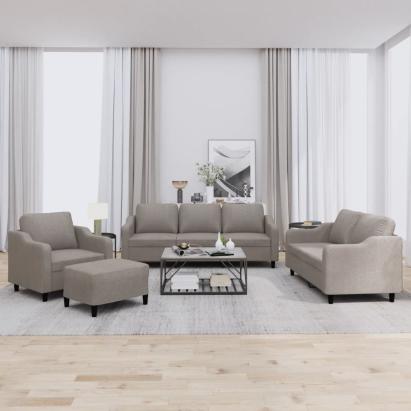 Set de canapea cu perne, 4 piese, gri taupe, material textil GartenMobel Dekor