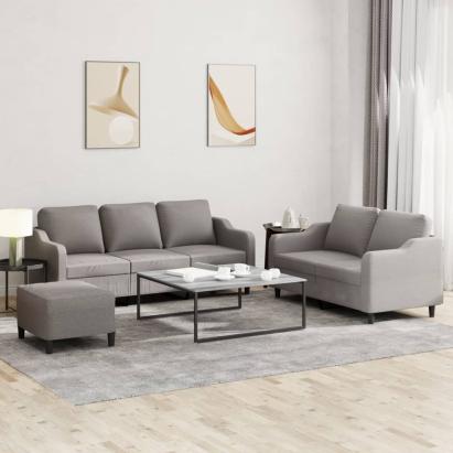 Set de canapea cu perne, 3 piese, gri taupe, material textil GartenMobel Dekor