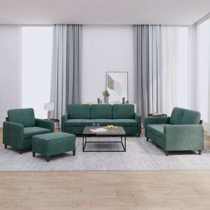Set de canapele, 4 piese, verde închis, catifea GartenMobel Dekor