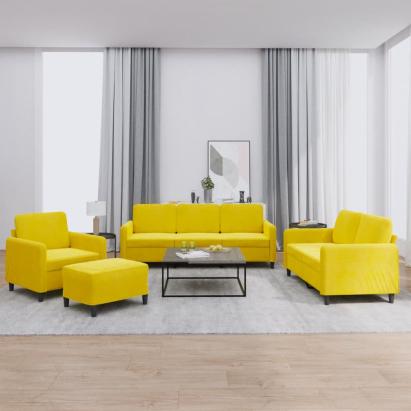 Set de canapele, 4 piese, galben, catifea GartenMobel Dekor