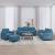 Set de canapele cu perne, 4 piese, albastru, catifea GartenMobel Dekor