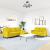Set de canapele cu perne, 3 piese, galben, catifea GartenMobel Dekor