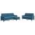 Set de canapele cu perne, 3 piese, albastru, catifea GartenMobel Dekor