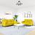 Set de canapele cu perne/rulouri, 3 piese, galben, catifea GartenMobel Dekor