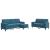 Set de canapele cu perne/rulouri, 3 piese, albastru, catifea GartenMobel Dekor
