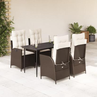 Set mobilier de grădină, 5 piese, cu perne, maro, poliratan GartenMobel Dekor