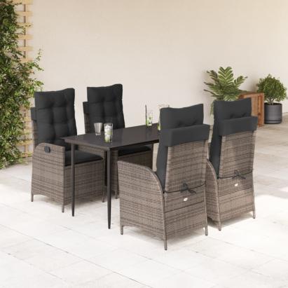 Set mobilier de grădină cu perne, 5 piese, gri, poliratan GartenMobel Dekor