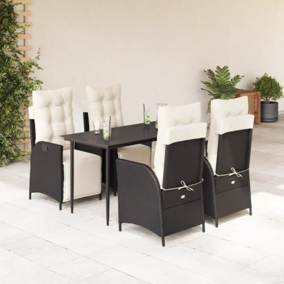 Set mobilier de grădină cu perne, 5 piese, negru, poliratan GartenMobel Dekor