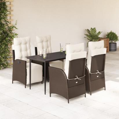 Set mobilier de grădină, 5 piese, cu perne, maro, poliratan GartenMobel Dekor