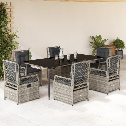 Set mobilier de grădină cu perne, 7 piese, gri, poliratan GartenMobel Dekor