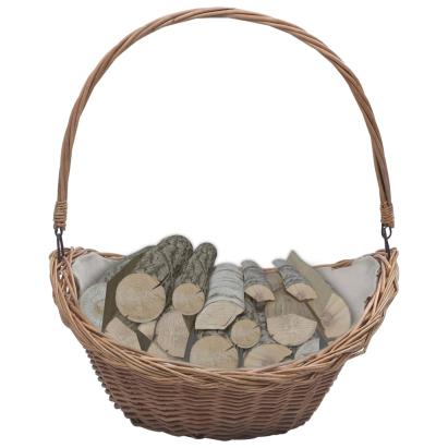 Coș pentru lemne de foc cu mâner, maro, 61,5x46,5x52 cm salcie GartenMobel Dekor