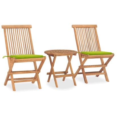Set mobilier exterior pliabil cu perne, 3 piese, lemn masiv tec GartenMobel Dekor