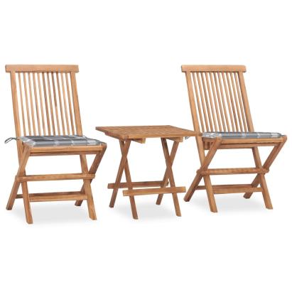 Set mobilier exterior pliabil cu perne, 3 piese, lemn masiv tec GartenMobel Dekor