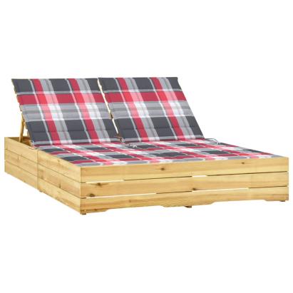 Șezlong dublu cu perne, lemn de pin tratat GartenMobel Dekor
