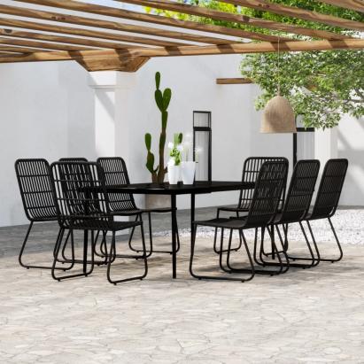 Set de mobilier pentru grădină, 9 piese, negru GartenMobel Dekor