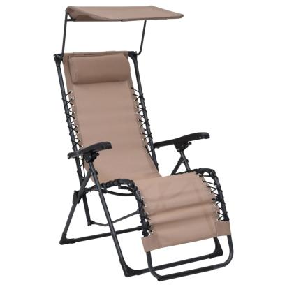 Scaun șezlong pliabil, gri taupe, textilenă GartenMobel Dekor