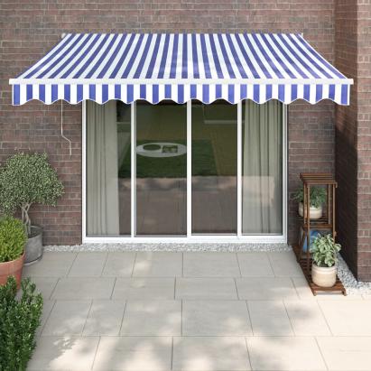 Copertina automată retractabilă, albastru și alb, 3,5x2,5 m GartenMobel Dekor