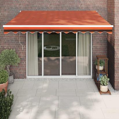 Copertină retractabilă automată, portocaliu și maro, 3,5x2,5 m GartenMobel Dekor