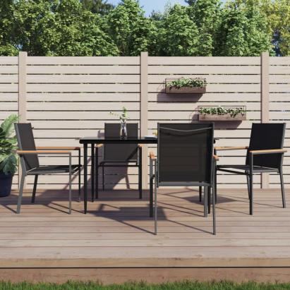 Set mobilier de grădină, 5 piese, negru, textilenă și oțel GartenMobel Dekor