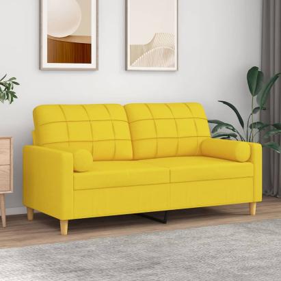 Canapea cu 2 locuri cu pernuțe, galben deschis, 140 cm, textil GartenMobel Dekor