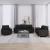 Set de canapele cu perne, 3 piese, negru, textil GartenMobel Dekor