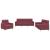 Set canapea cu perne, 3 piese, roșu vin, material textil GartenMobel Dekor
