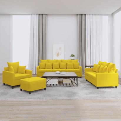 Set de canapele cu perne, 4 piese, galben, catifea GartenMobel Dekor