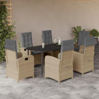 Set mobilier pentru grădină, 7 piese, cu perne, bej, poliratan GartenMobel Dekor