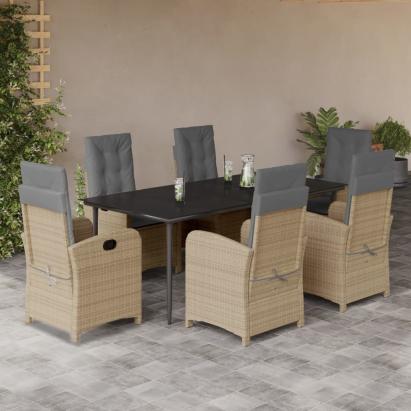 Set mobilier pentru grădină, 7 piese, cu perne, bej, poliratan GartenMobel Dekor