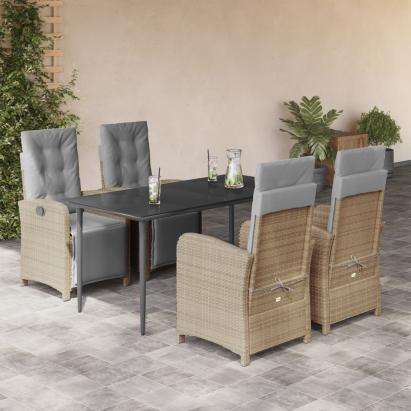 Set mobilier de grădină cu perne, 5 piese, bej, poliratan GartenMobel Dekor