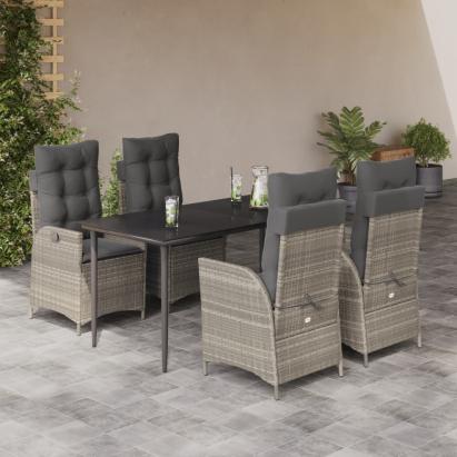 Set mobilier de grădină cu perne, 5 piese gri deschis poliratan GartenMobel Dekor