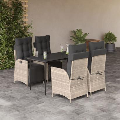 Set mobilier de grădină cu perne, 5 piese gri deschis poliratan GartenMobel Dekor