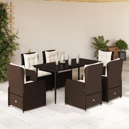 Set mobilier de grădină cu perne, 7 piese, maro, poliratan GartenMobel Dekor