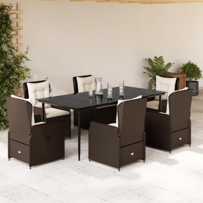 Set mobilier de grădină cu perne, 7 piese, maro, poliratan GartenMobel Dekor