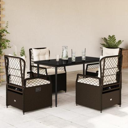 Set mobilier de grădină, 5 piese, cu perne, maro, poliratan GartenMobel Dekor