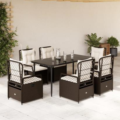 Set mobilier de grădină cu perne, 7 piese, maro, poliratan GartenMobel Dekor