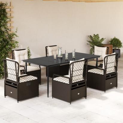 Set mobilier de grădină cu perne, 7 piese, maro, poliratan GartenMobel Dekor