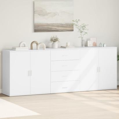 Servante, 3 piese, alb, lemn prelucrat GartenMobel Dekor