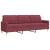Set canapea cu perne, 3 piese, roșu vin, material textil GartenMobel Dekor